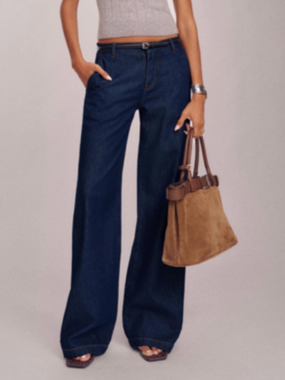 Reformation Elio Low Rise Denim Trouser